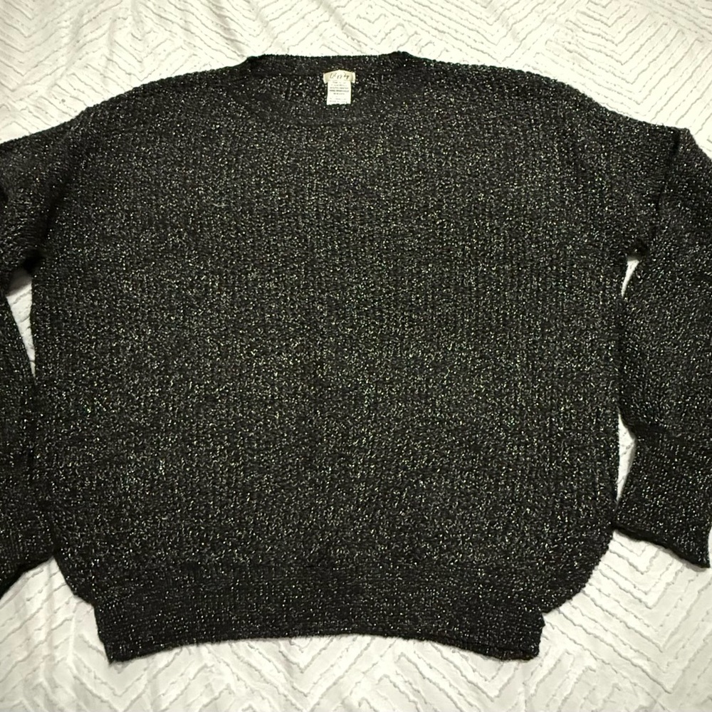Elegant Black Metallic Crewneck Sweater
